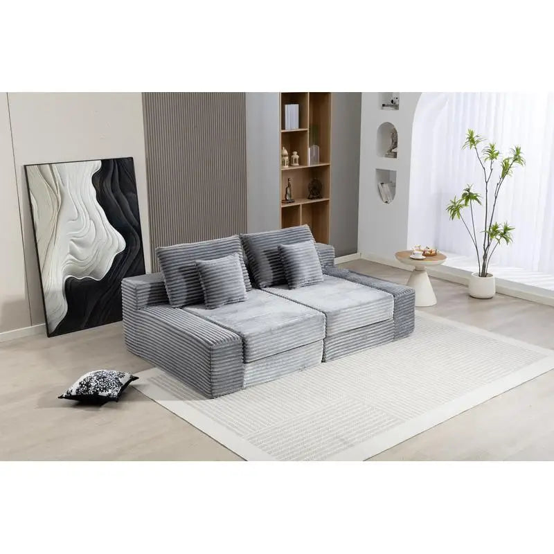 Double Lounge Chaise, Plush Sofa Bed, Upholstered Cloud Sofa, Deep Seat Sleeper Loveseat Chair for Living Room and Bedroom,