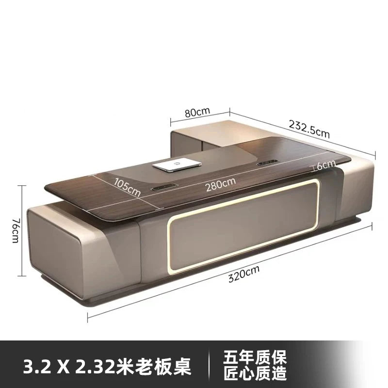 Elegant Light Luxury office desk Modern large high-end design executive desk Minimalist interior escritorio oficina furniture