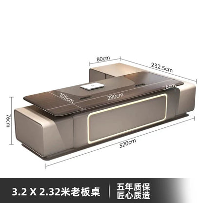 Elegant Light Luxury office desk Modern large high-end design executive desk Minimalist interior escritorio oficina furniture