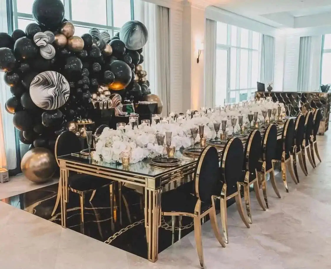 Luxury stainless steel dining chairs, modern home furniture, simple metal back chairs, kitchen fabric dining chairs