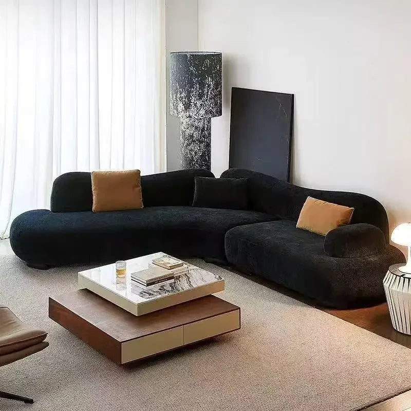 Italian minimalist sea salt sofa living room large flat layer fabric simple modern special-shaped sofa