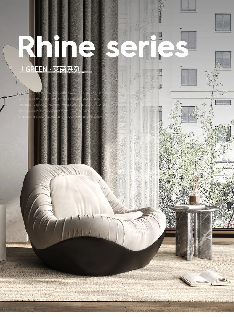 A076 Designer Simple Lazy Sofa Nordic Modern Light Luxury Villa Arc Leisure Chair Single Sofa Flannel