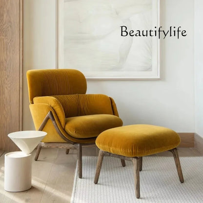 More Design Cheap Wholesale Modern Simple Velvet Comfortable Fabric Casual Reclining Wooden Lounge Living Room Chair
