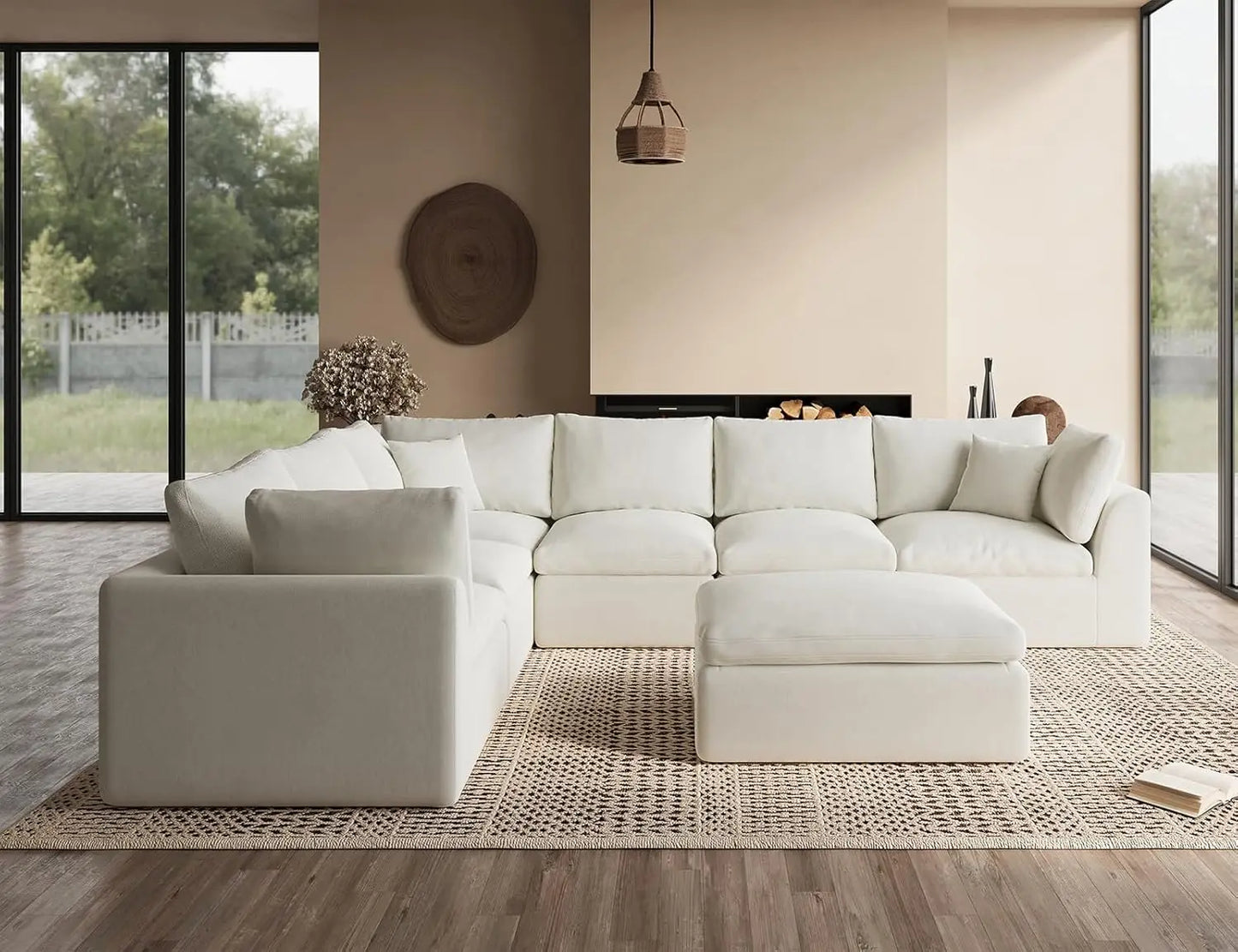 Oversized Cloud Couches for Living Room, Convertible Sectional Couch with Ottoman, 7 Seater Large Modular Sectional Sofa