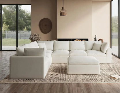 Oversized Cloud Couches for Living Room, Convertible Sectional Couch with Ottoman, 7 Seater Large Modular Sectional Sofa