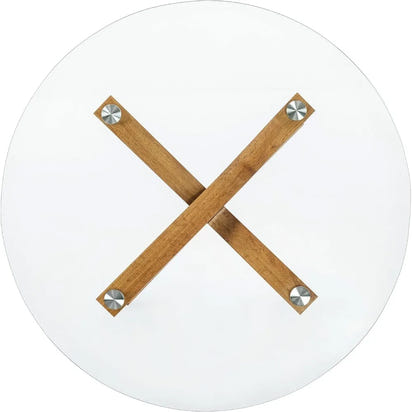 Round Glass Coffee Table, 31.5 in Clear Accent Table Cocktail Table with MDF Leg and Tempered Glass Top