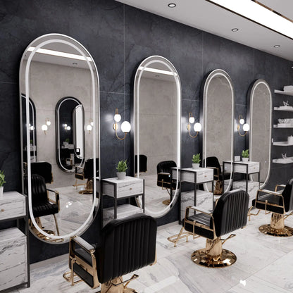 3PCS Professional LED Light Hair Salon Mirror - Large Modern Single-Sided Dressing Station for Barbershop  Styling
