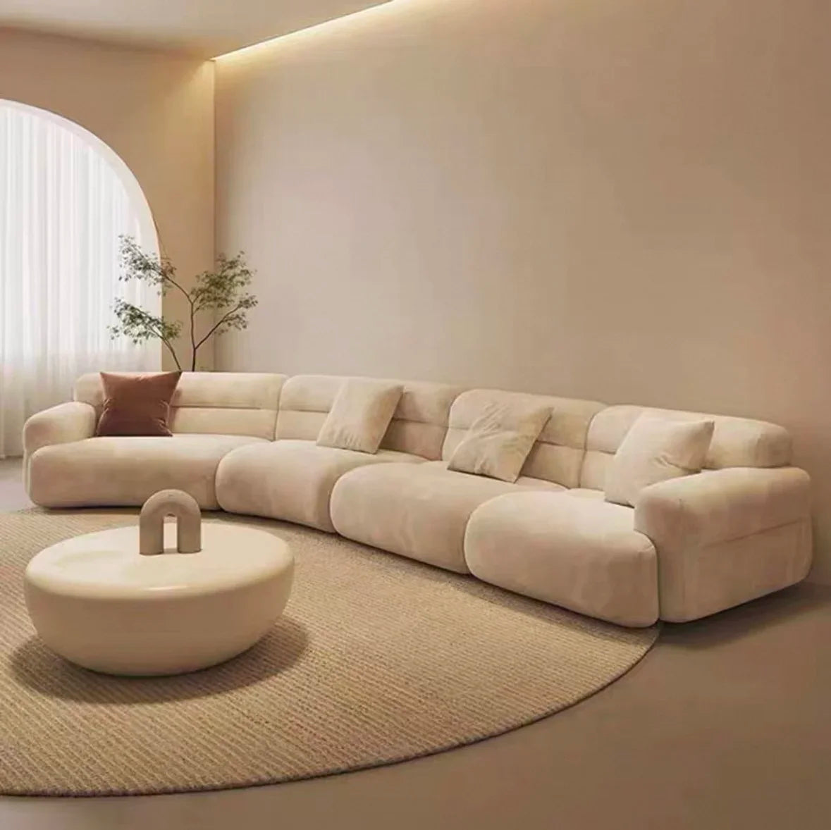 yA38 Italian minimalist corner large arc fabric combination sofa modern beauty salon size apartment