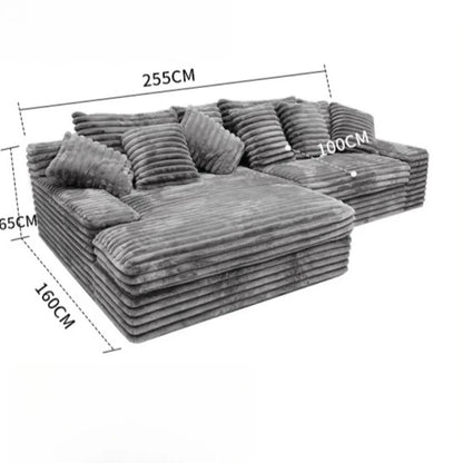Vacuum Compressed Comfy Corduroy Fluffy Sofa Set Furniture Living Room Modular Couch Modern L Shape Sectional Sofa