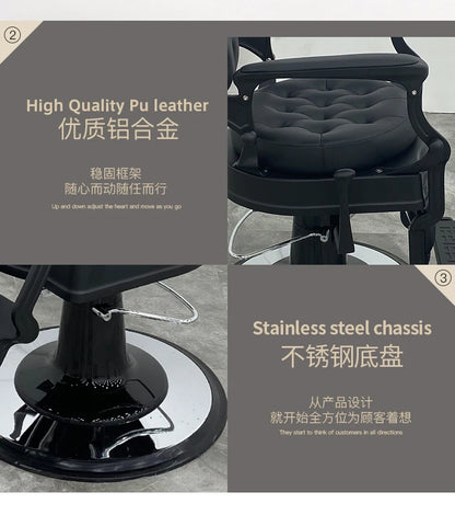 HT hairdressing special large chair barber shop hair cutting retro chair