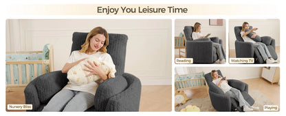 TODRANI Power Swivel Glider Rocking Recliner Nursery Chair with 2 Pillows, Reclining Chair with Type - C & USB Charger Ports