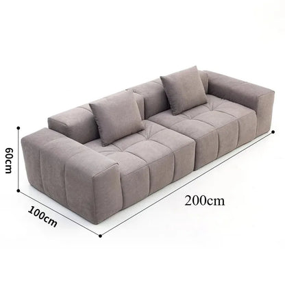 Full Sponge Compressed Fabric Sofa Modern Simple Living Room Couch Tofu Block Sofa Small Apartment Straight Row Combination Sofa