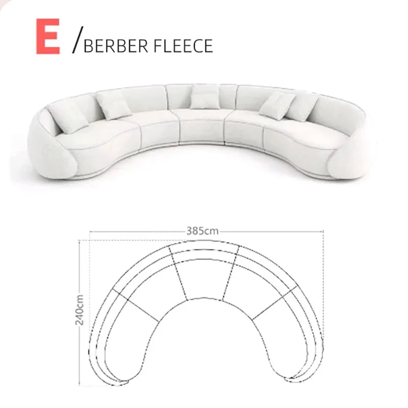 Luxury Nordic Lambswool Sofa Modern Curved Corner Living Room Sofas Stylish Comfort White Large Couch for Home Hotel Furniture