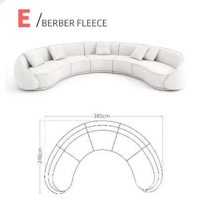 Luxury Nordic Lambswool Sofa Modern Curved Corner Living Room Sofas Stylish Comfort White Large Couch for Home Hotel Furniture