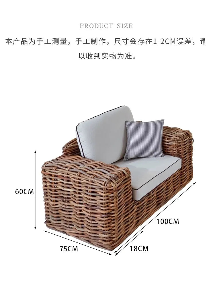 Outdoor sofa combination, courtyard tea table furniture, outdoor garden, waterproof, sun protection, rattan weaving, leisure
