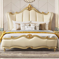 American light luxury solid wood bed, master bedroom luxury European leather double 1.8 meters court princess simple European