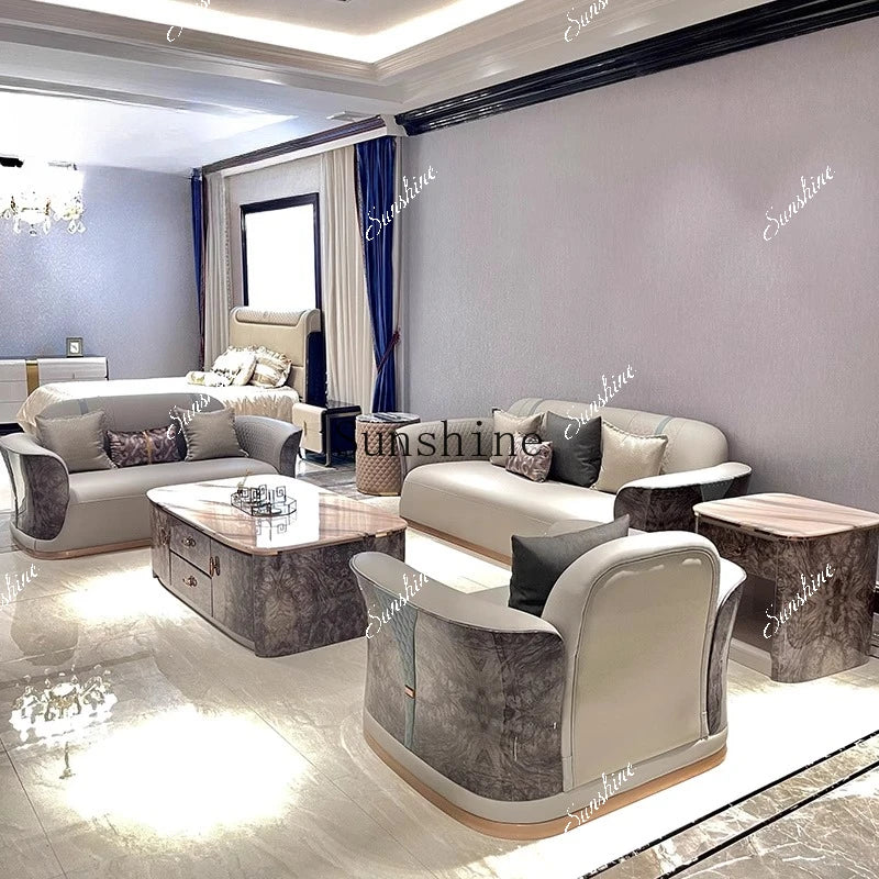 Light luxury modern Italian high-back leather sofa combination TF