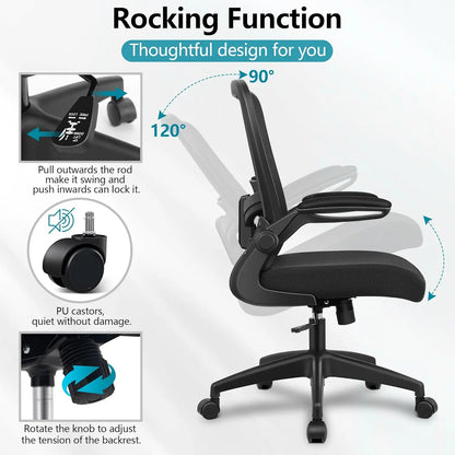 Office Chair,Ergonomic Desk Chair Breathable Mesh Chairs w/Adjustable High Back Lumbar Support Flip-up Armrests,for Home Office