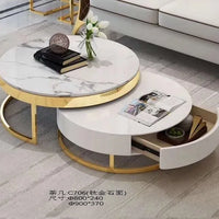 Fashion Internet celebrity marble round coffee table size apartment can be stored