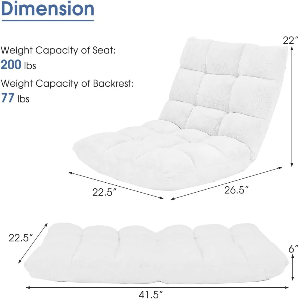 Memory Foam Floor Chair Adjustable 14-Position Reading Gaming Recliner Folding Cushioned Meditation Chair for Comfort