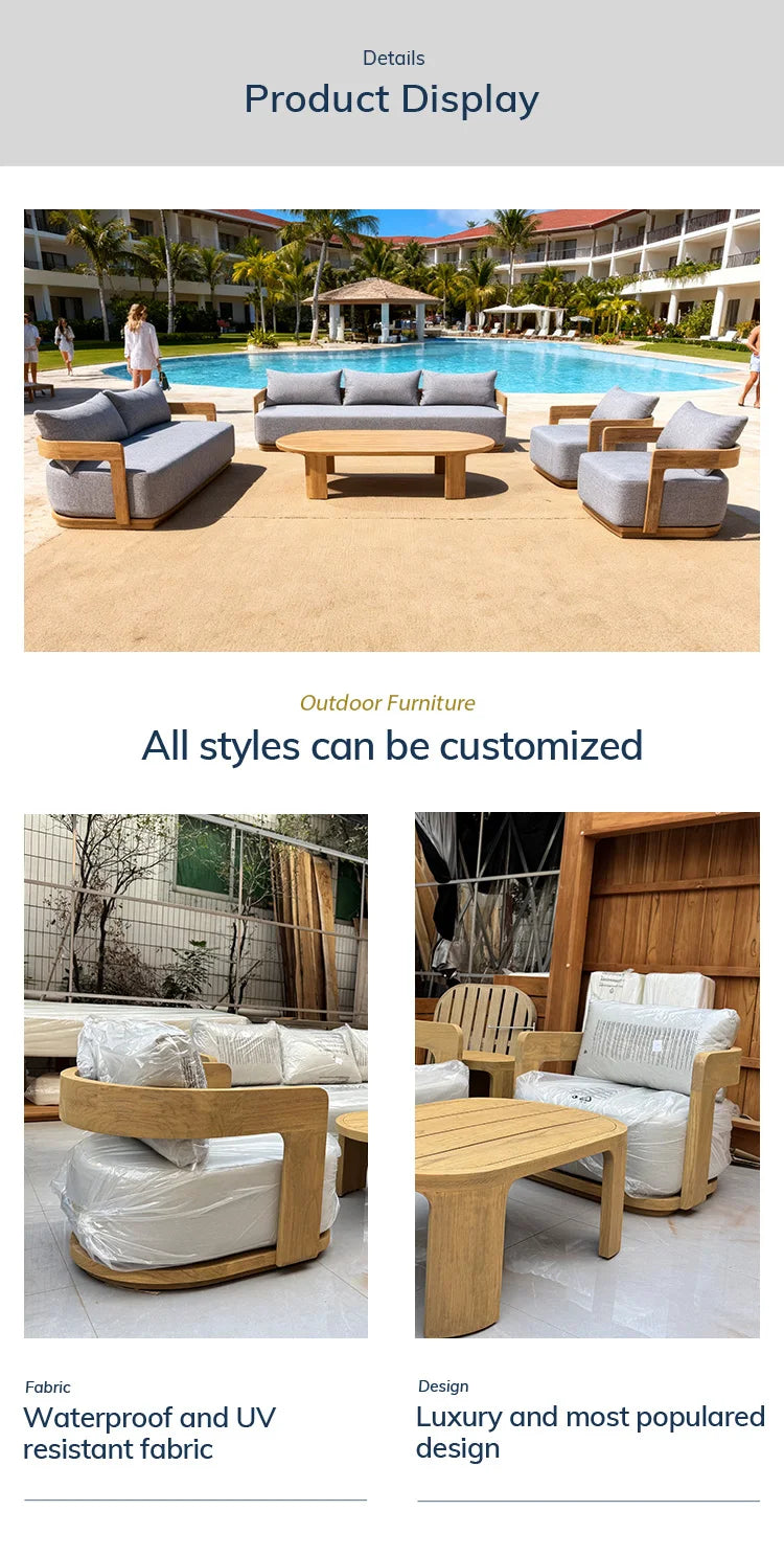 Homestay Courtyard Outdoor Sofa Villa Courtyard Garden Open-air Waterproof Furniture Set Simple Outdoor Teak Sofa Custom Design