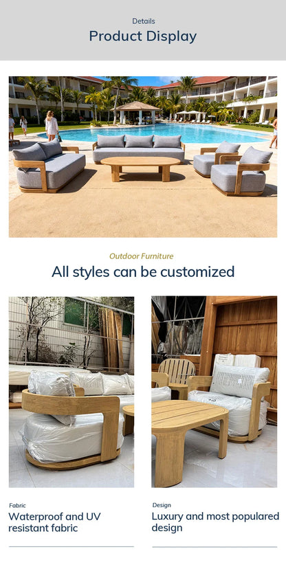 Homestay Courtyard Outdoor Sofa Villa Courtyard Garden Open-air Waterproof Furniture Set Simple Outdoor Teak Sofa Custom Design