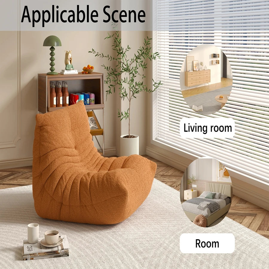 Fabric Lazy Floor Sofa, Modern Armless Floor Recliner, Living Room Bedroom Office Single Corner Chair Sofa