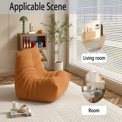 Fabric Lazy Floor Sofa, Modern Armless Floor Recliner, Living Room Bedroom Office Single Corner Chair Sofa