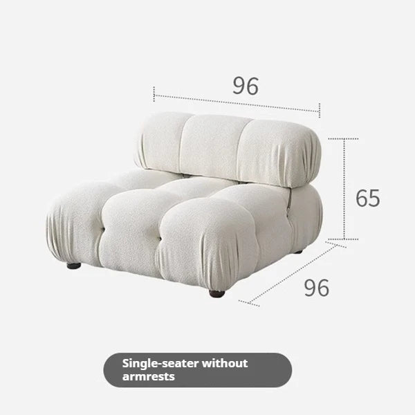 Cream Modular Sofa Set, Cat-Proof Teddy Fabric 3-Seater with Latex-Foam Fill, Imported Pine Frame, Nordic Retro Style