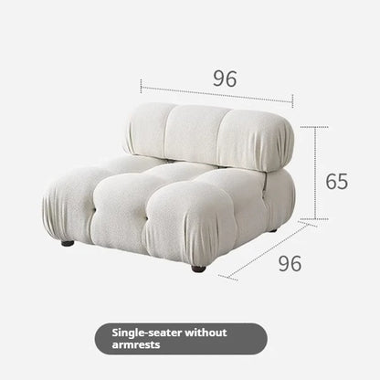 Cream Modular Sofa Set, Cat-Proof Teddy Fabric 3-Seater with Latex-Foam Fill, Imported Pine Frame, Nordic Retro Style