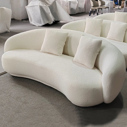 &Modern Villa Living Room Single Three Person Sofa Set Household Beige Lamb Fabric Cashew Nut Arc Creative Sofa