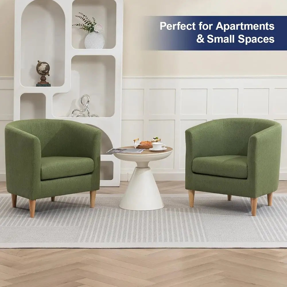 Accent Barrel Chairs Set of 2, Modern Comfy Living Room Chairs with Armrest Small Reading Chair with Cozy Soft Padded for Bedroo