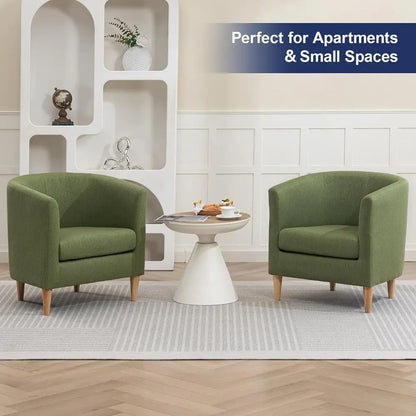 Accent Barrel Chairs Set of 2, Modern Comfy Living Room Chairs with Armrest Small Reading Chair with Cozy Soft Padded for Bedroo