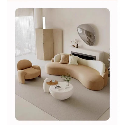 Cream wind sofa small apartment living room sitting area curved sofa combination