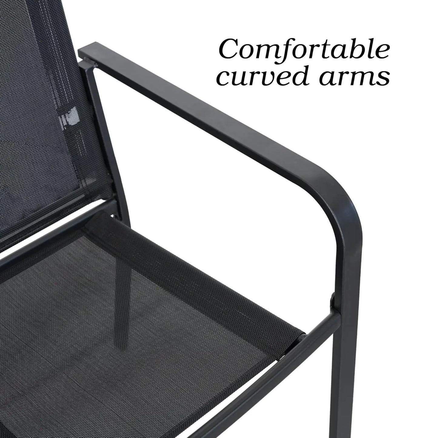 Patio Dining Chairs Set of 6, Outdoor Stackable Dining Furniture Set, All Weather Dining Set for Lawn, Garden, Backyard, Poolsid