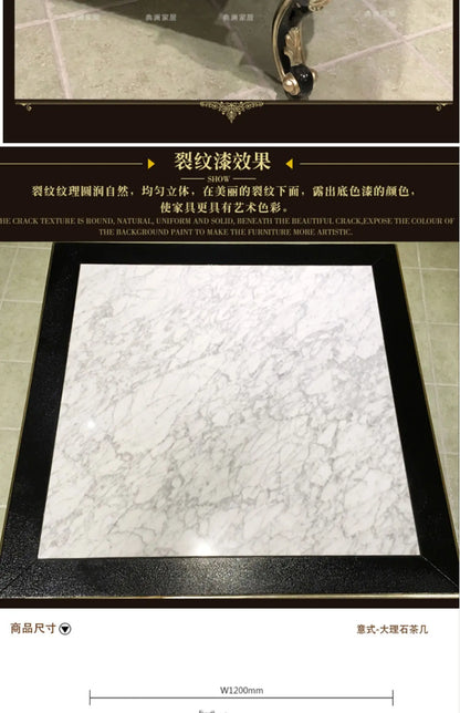 Neoclassical solid wood furniture coffee table marble table furniture set combination