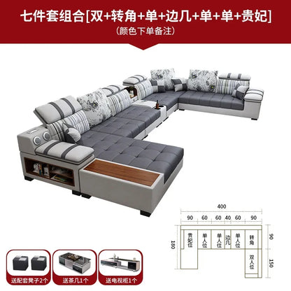 Nordic Luxury Technology Cloth Sofa for Living Room Furniture Modern Living Room Sofa Combination Large Apartment Sofa Set u