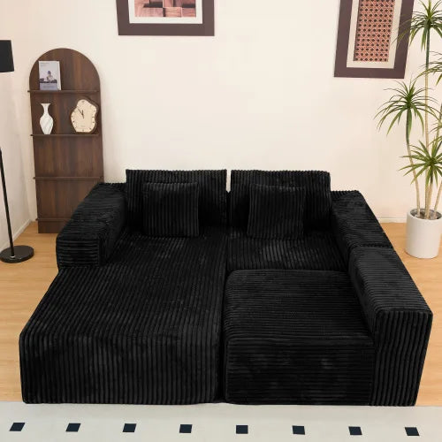 Black Deep Seat Cloud Sectional - 112.99