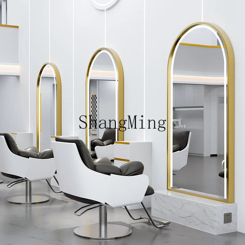 HJ Barber Shop Mirror Quick Cut Special Mirror Hair Salon Internet celebrity hair salon Full Lamp Mirror