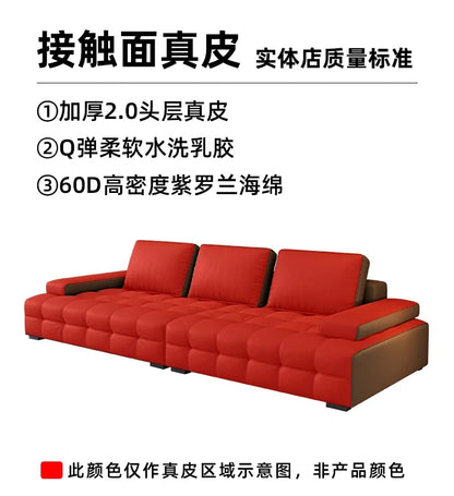Modern Minimalist New Leather Living Room Lawrence Italian Light Luxury Straight L Shaped Sectional Lazy Soft Tatami Lounge Sofa