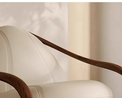 Italian leather sofa, solid wood black walnut balcony, leisure lounge chair, living room rocking chair