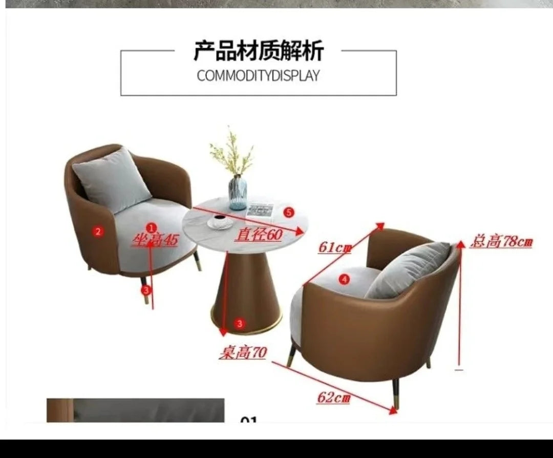 Custom minimalist light luxury single sofa coffee table set leisure hotel reception sales office negotiation table and chair