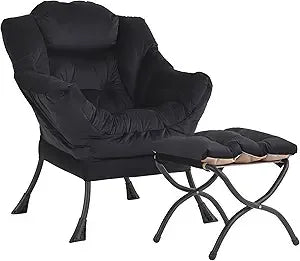 Lazy Chair with Ottoman, Modern Accent Leisure Upholstered Lazy Sofa , Contemporary Lounge Reading Chair with Armrests