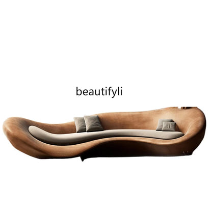 Sofa living room medieval special-shaped artistic sense curved caramel color creative modern