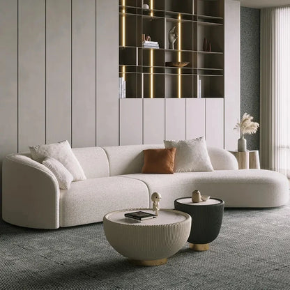 Home Sofa Set Furniture Couches Luxury Living Room Minimalist White Nordic Modern Boucle Couch Fabrics Semi Round Sofa