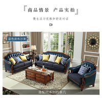 American first-layer leather sofa combination simple household solid wood corner villa L-shaped sofa