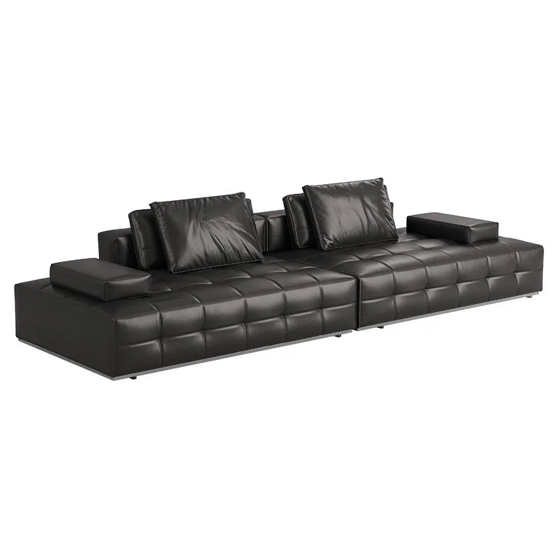 Lawrence leather sofa full green leather living room 2025 new minimalist straight row