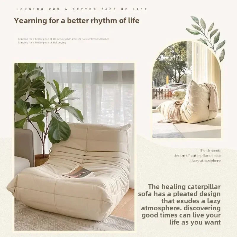 Single Sofa Caterpillar Sofa Balcony Leisure Bedroom Living Room Lie Down or Sleep Lazy Sofa Single Deck Chair