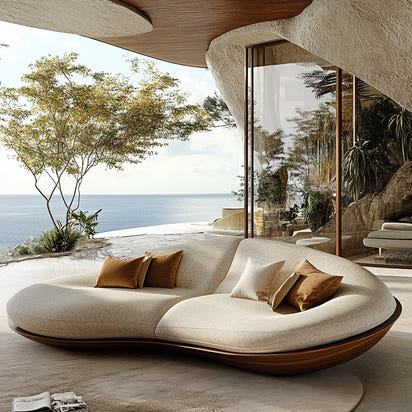 Curved Garden Furniture Living Room Wooden Sofa Sets Solid Wood Patio Sofa