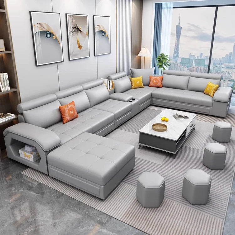 #For Modern Multifunctional U-Shaped Sofa Set Living Room Furniture Corner Sofa with Speakers 7 Seater Fabric Sofa Set*